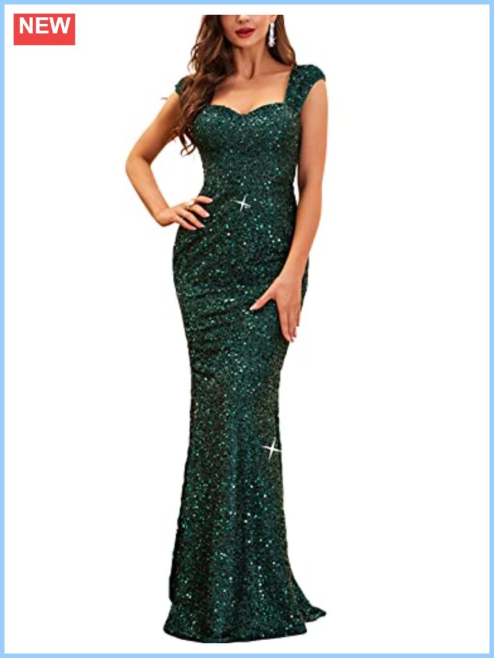 Sequin Formal Maxi Dress Sleeveless Fishtail Evening Gown